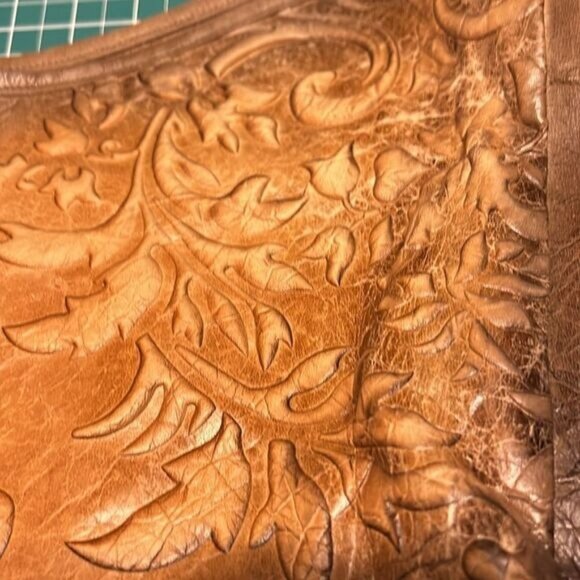 Vintage Civico 13 Tooled Leather Hobo Bag Rustic Italian Craftsmanship - Picture 2 of 8